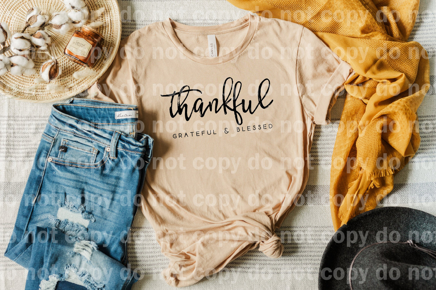 Thankful Grateful Blessed Typography Black/White Dream Print or Sublimation Print