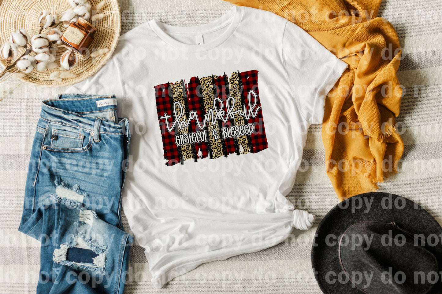 Thankful Grateful Blessed Red Plaid And Leopard Print Dream Print or Sublimation Print