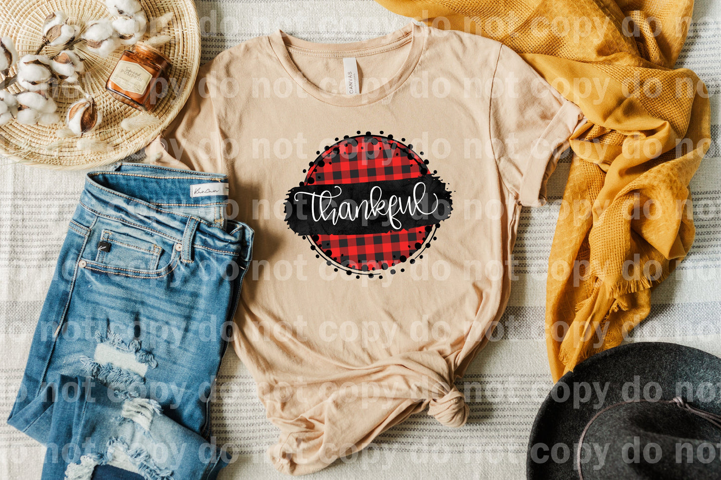 Thankful Red Plaid Round Dream Print or Sublimation Print