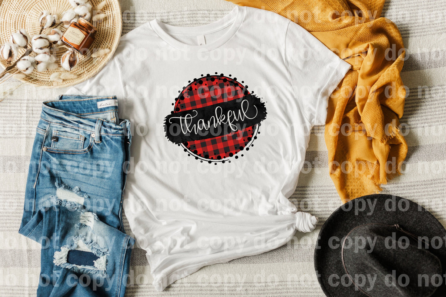 Thankful Red Plaid Round Dream Print or Sublimation Print
