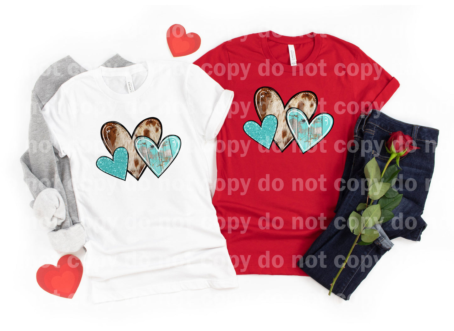 Triple Hearts Turquoise Dream Print or Sublimation Print