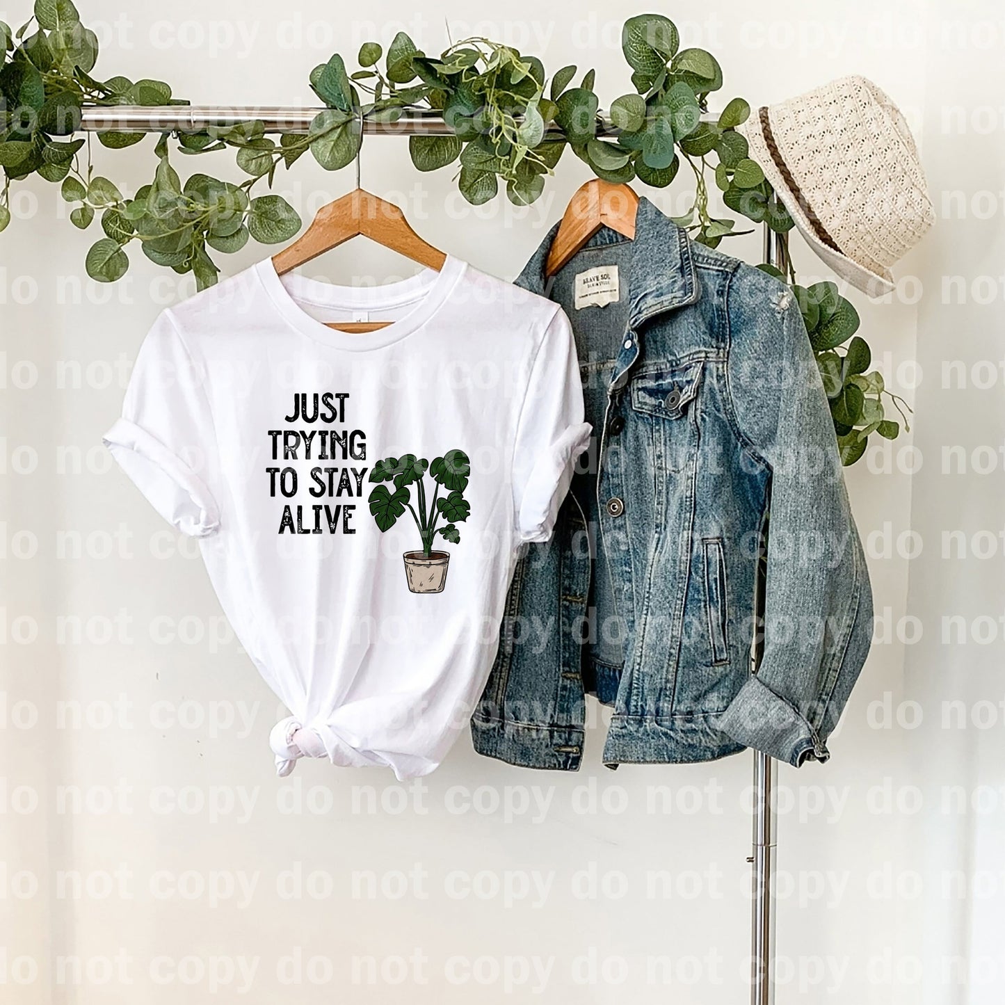 Just Trying To Stay Alive Plants Black/White Dream Print or Sublimation Print