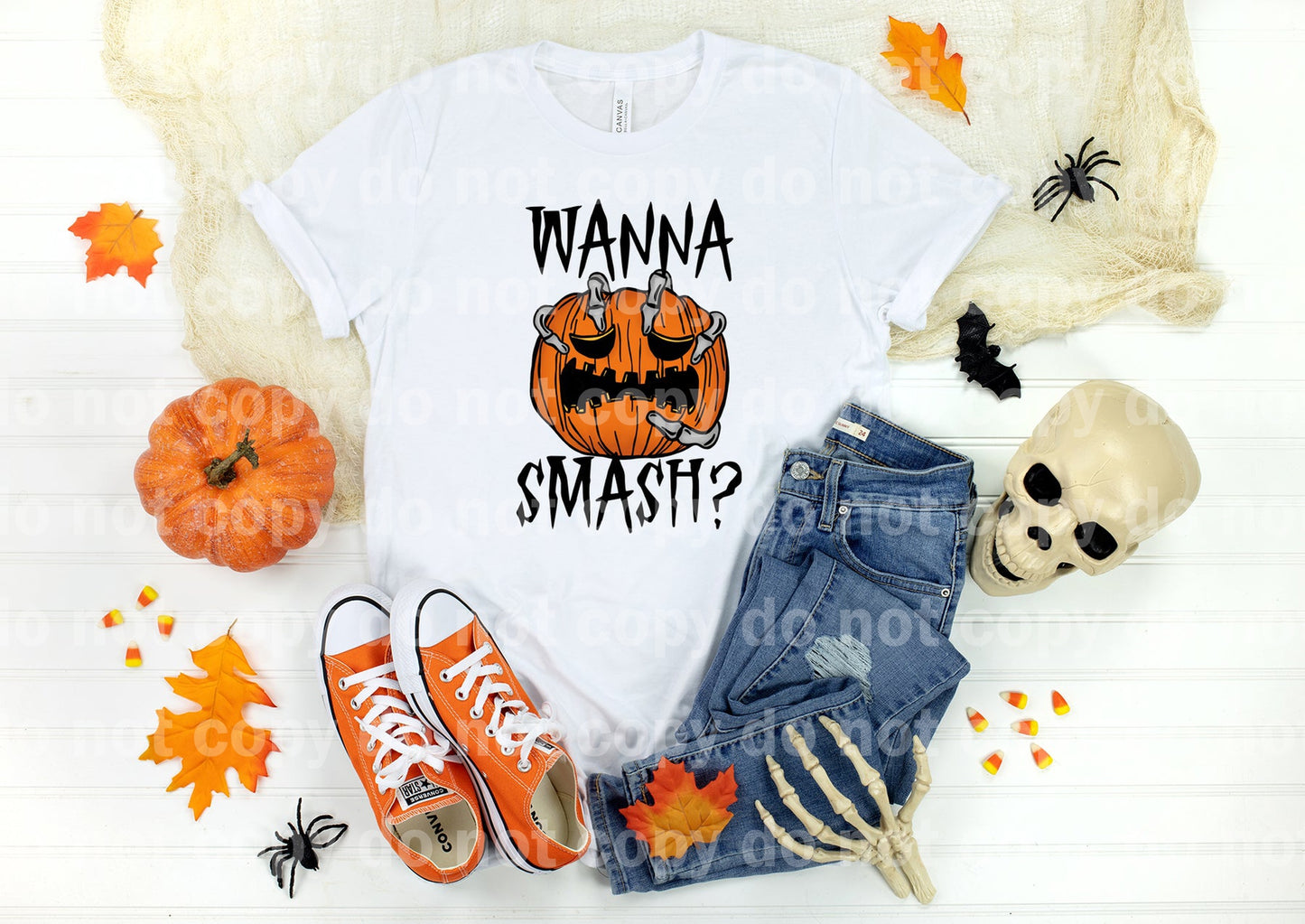Wanna Smash Pumpkin Skeleton Hand Full Color/One Color Dream Print or Sublimation Print