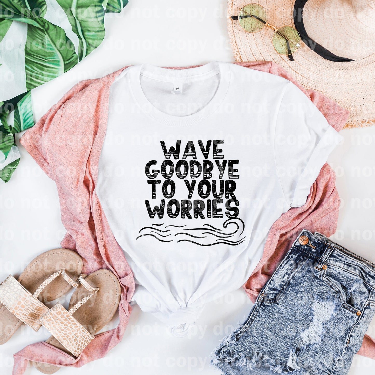 Wave Goodbye To Your Worries Distressed Full Color/One Color Dream Print or Sublimation Print