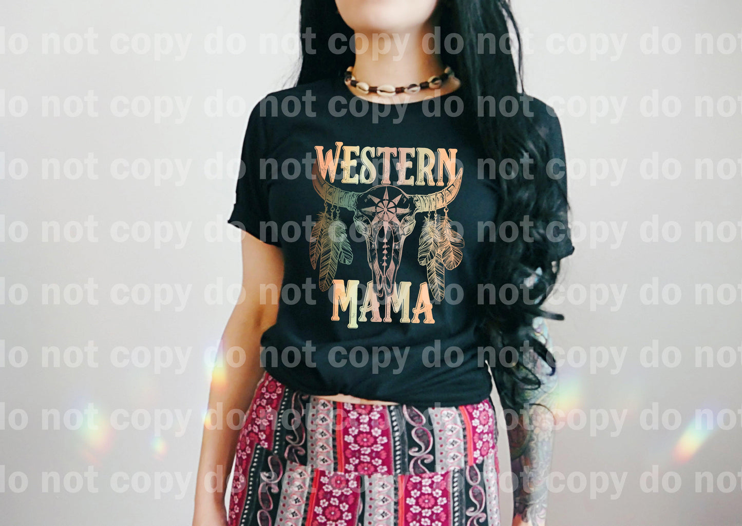 Western Mama Feather Bull Skull Dream Print or Sublimation Print