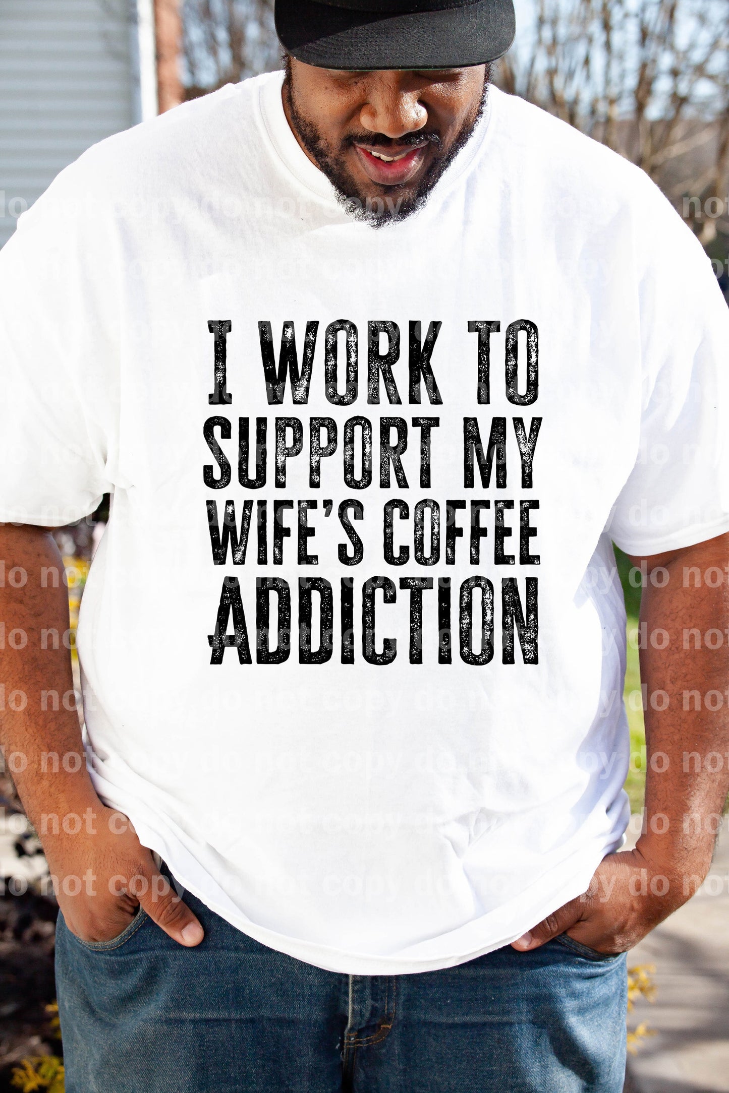 Trabajo para apoyar la impresión de ensueño o la impresión de sublimación de la adicción al café de mi esposa