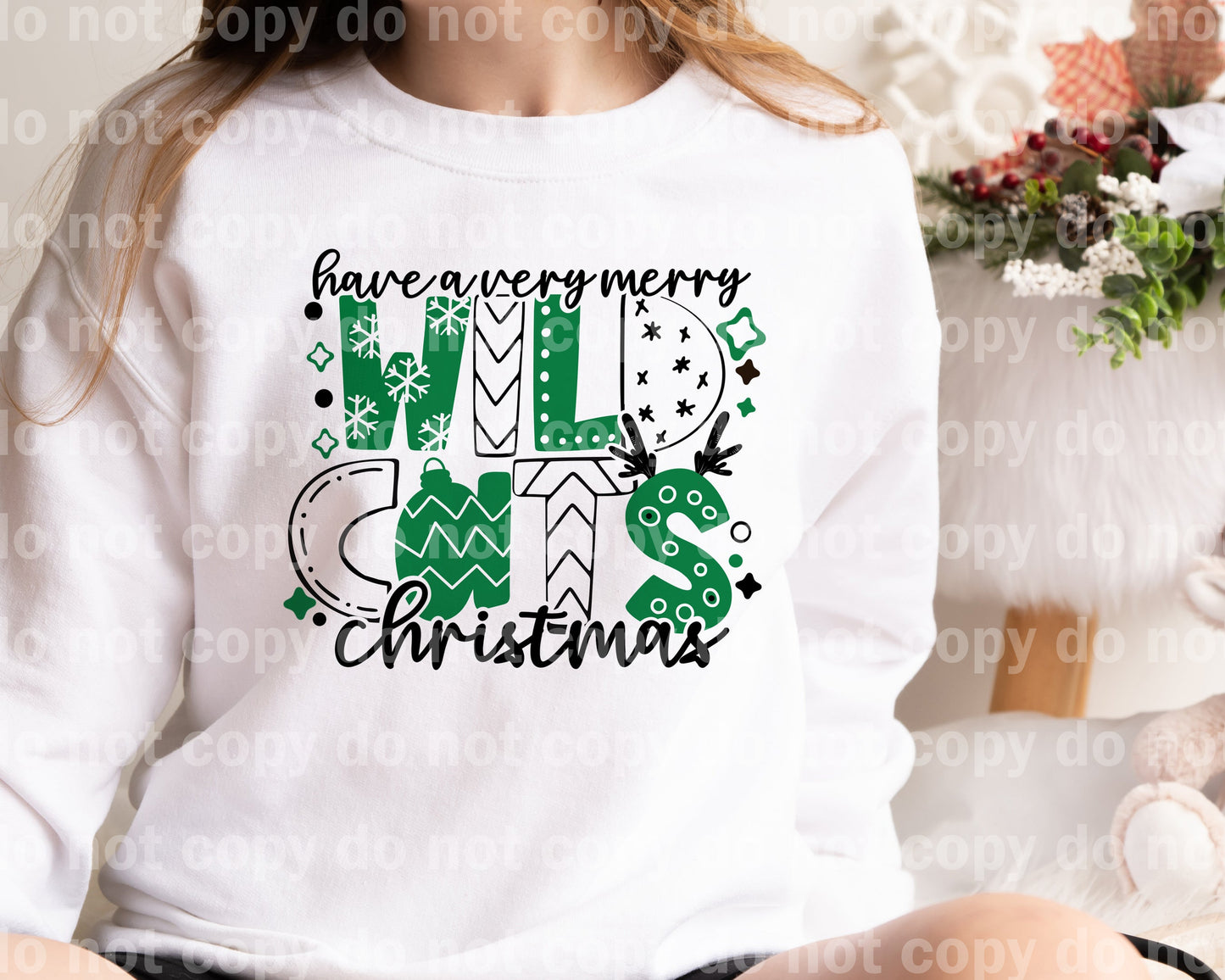 Have A Very Merry Wild Cats Christmas Green Dream Print or Sublimation Print
