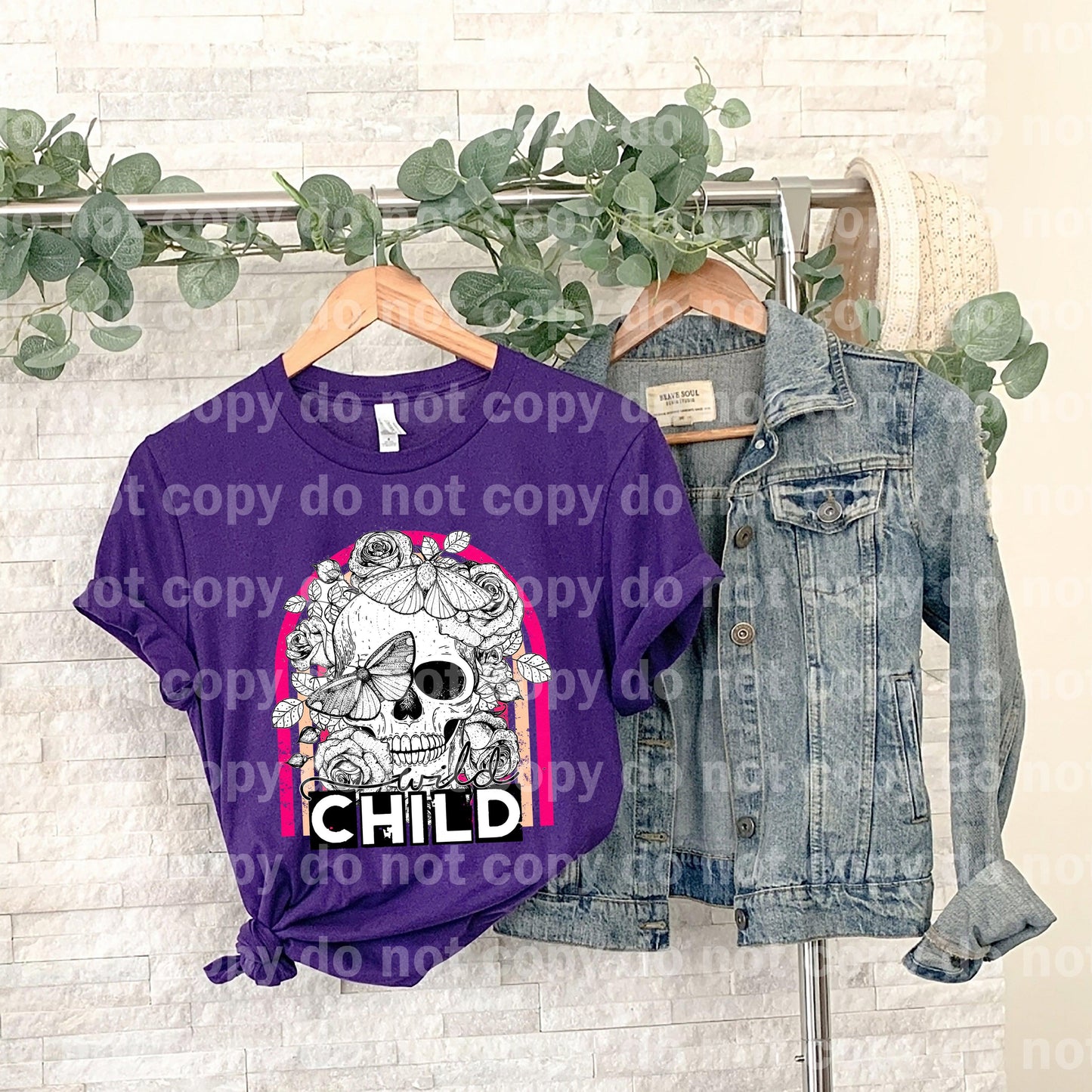 Wild Child Rainbow Skull Dream print transfer