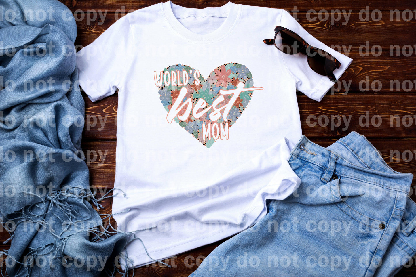 World's Best Mom Heart Floral Dream Print or Sublimation Print