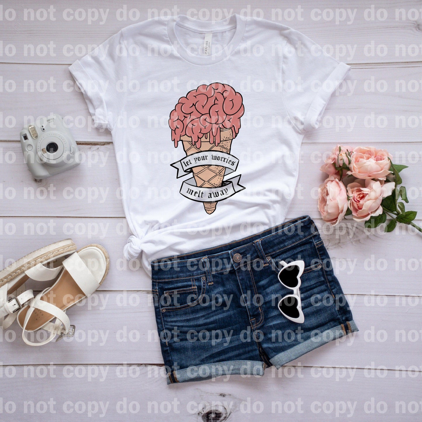 Let Worries Melt Away Mind Ice Cream Full Color/One Color Dream Print or Sublimation Print