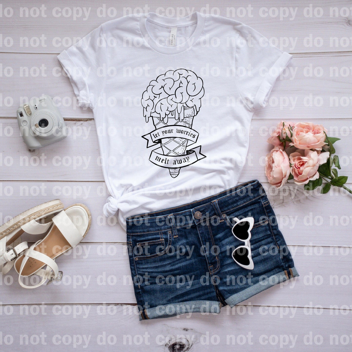 Let Worries Melt Away Mind Ice Cream Full Color/One Color Dream Print or Sublimation Print