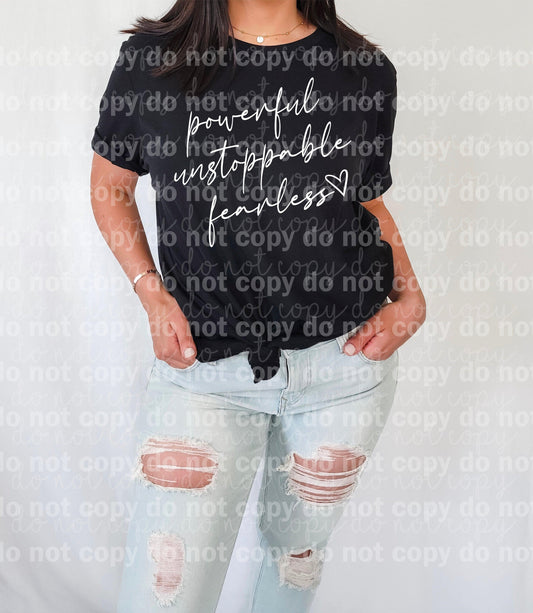 Potente tipografía imparable y valiente TINTA BLANCA un color Transferencia de serigrafía