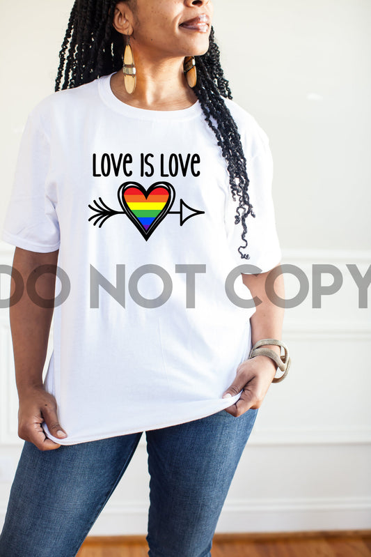 Love Is Love Rainbow Arrow Heart Pride Impresión por sublimación