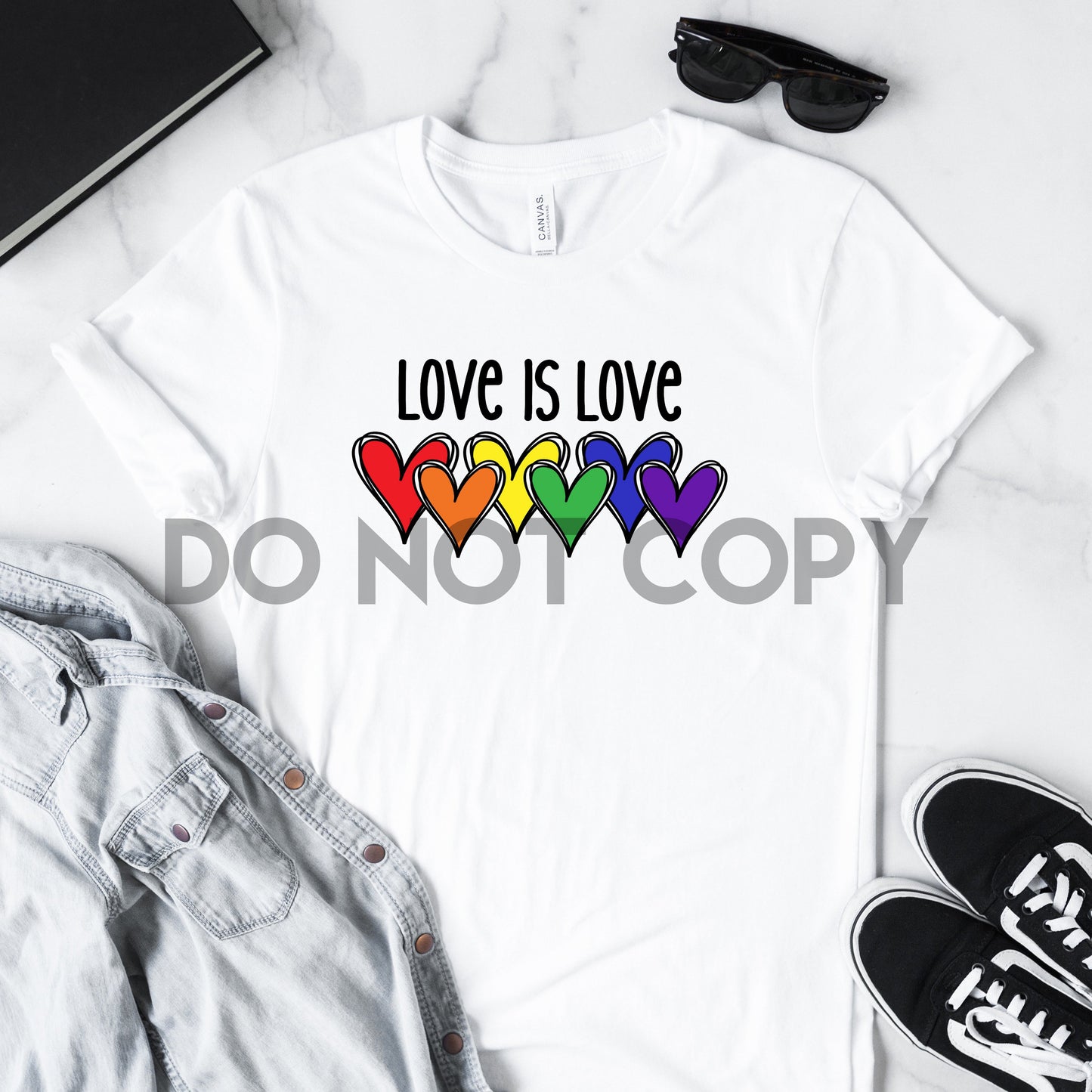 Love Is Love Rainbow Hearts Pride Sublimation Print