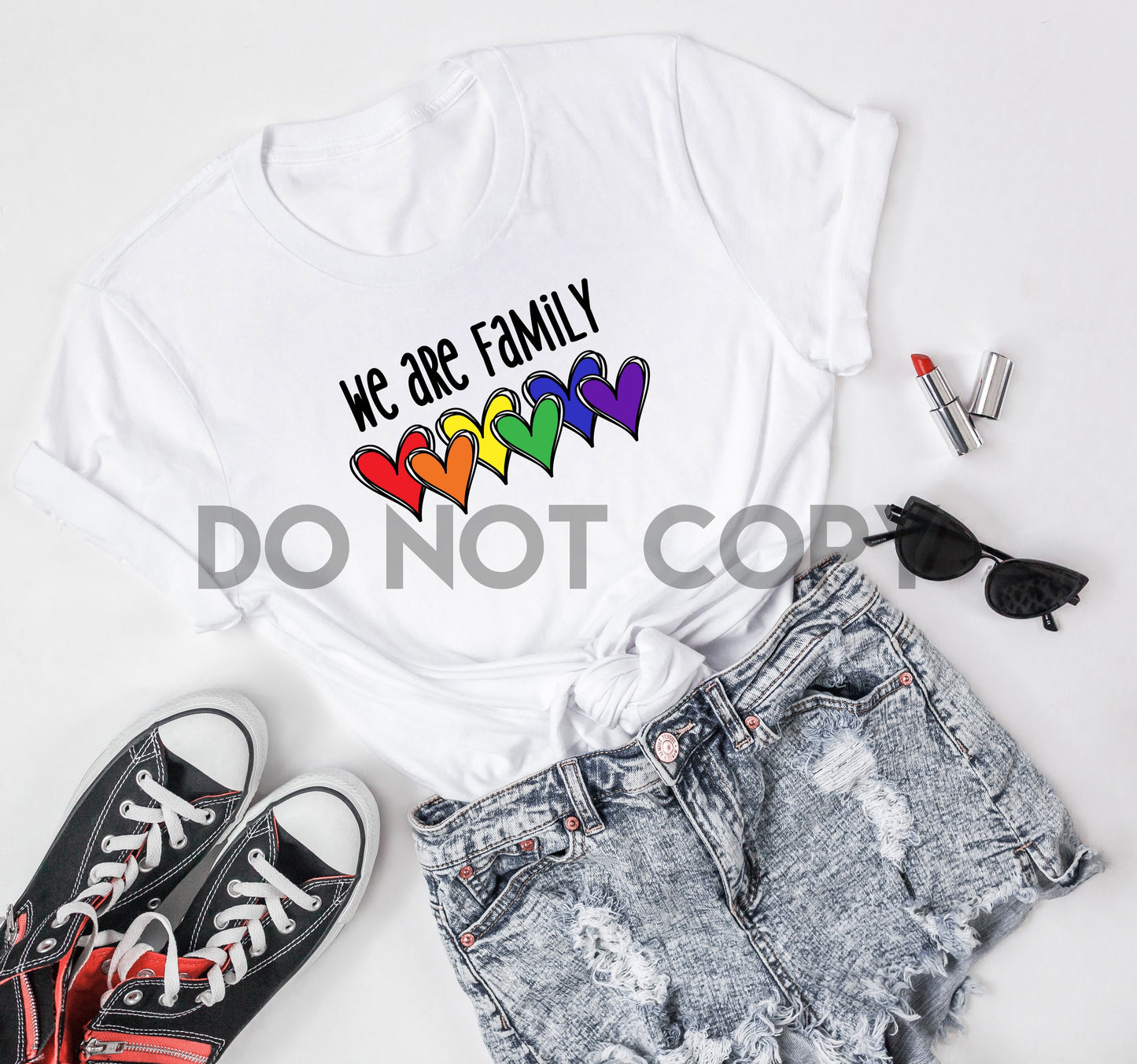 We Are Family Rainbow Hearts Pride Sublimation Print
