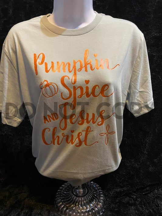 Pumpkin Spice and Jesus Christ Orange Glitter Screen print transfer
