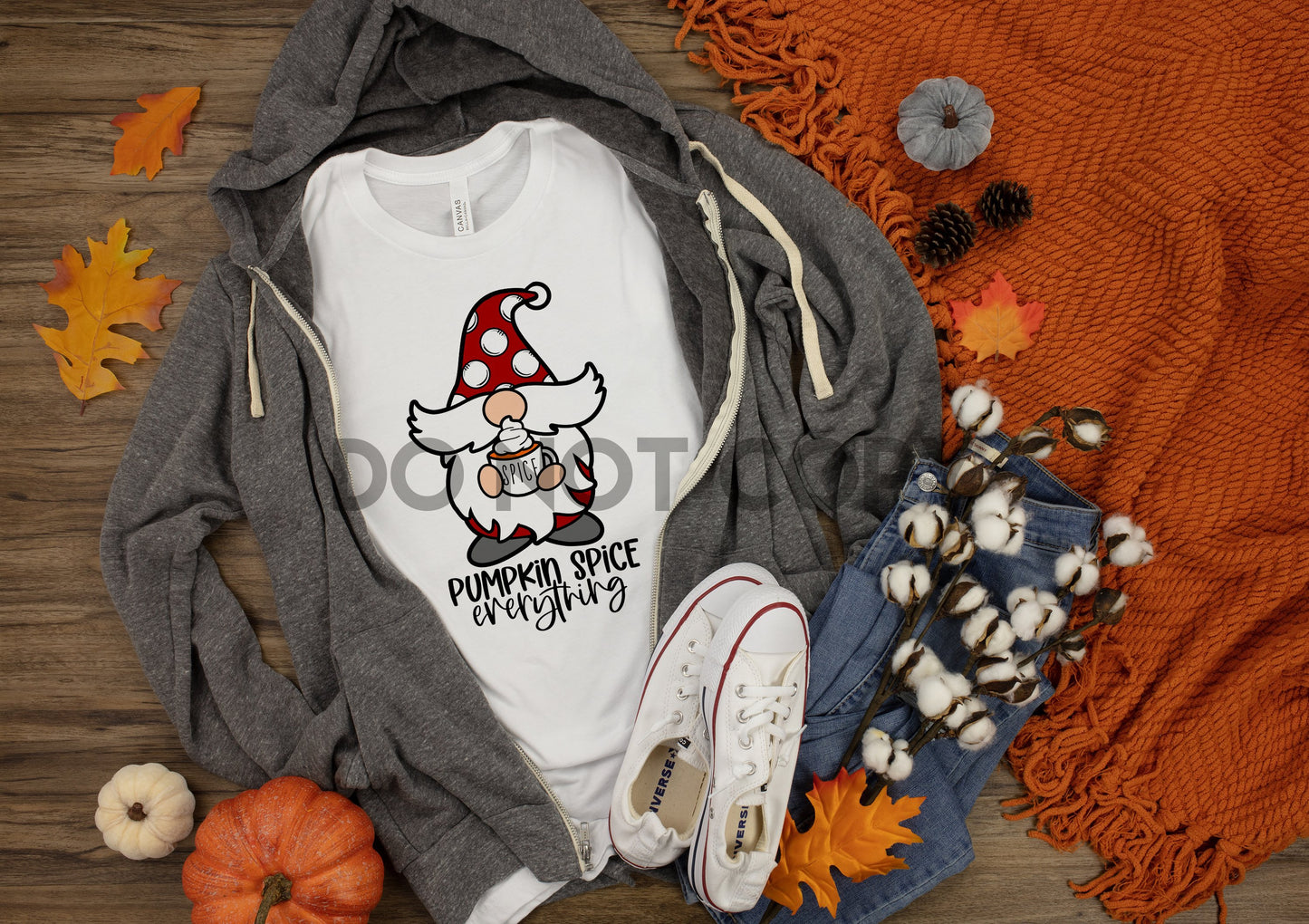 Pumpkin Spice Everything Gnome Red Sublimation print