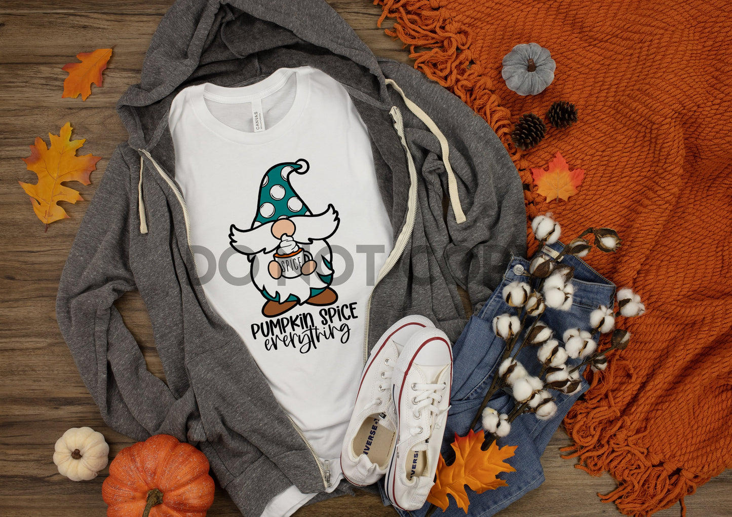 Pumpkin Spice Everything Gnome Teal Sublimation print