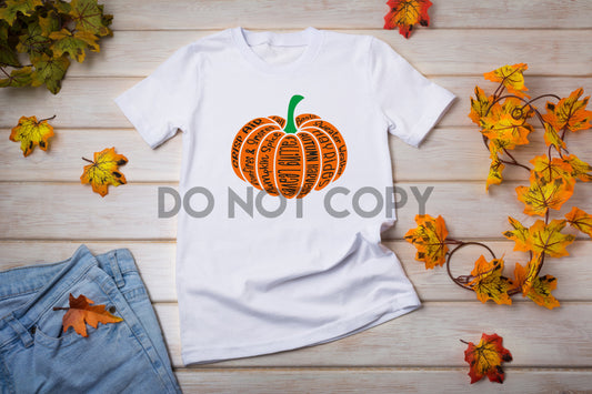 Pumpkin Word Art Black Text Sublimation print