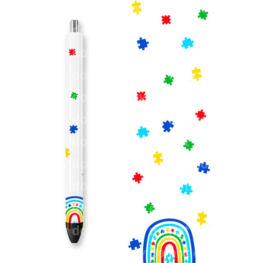 Rainbow And Puzzle Pieces autism Pen Wrap