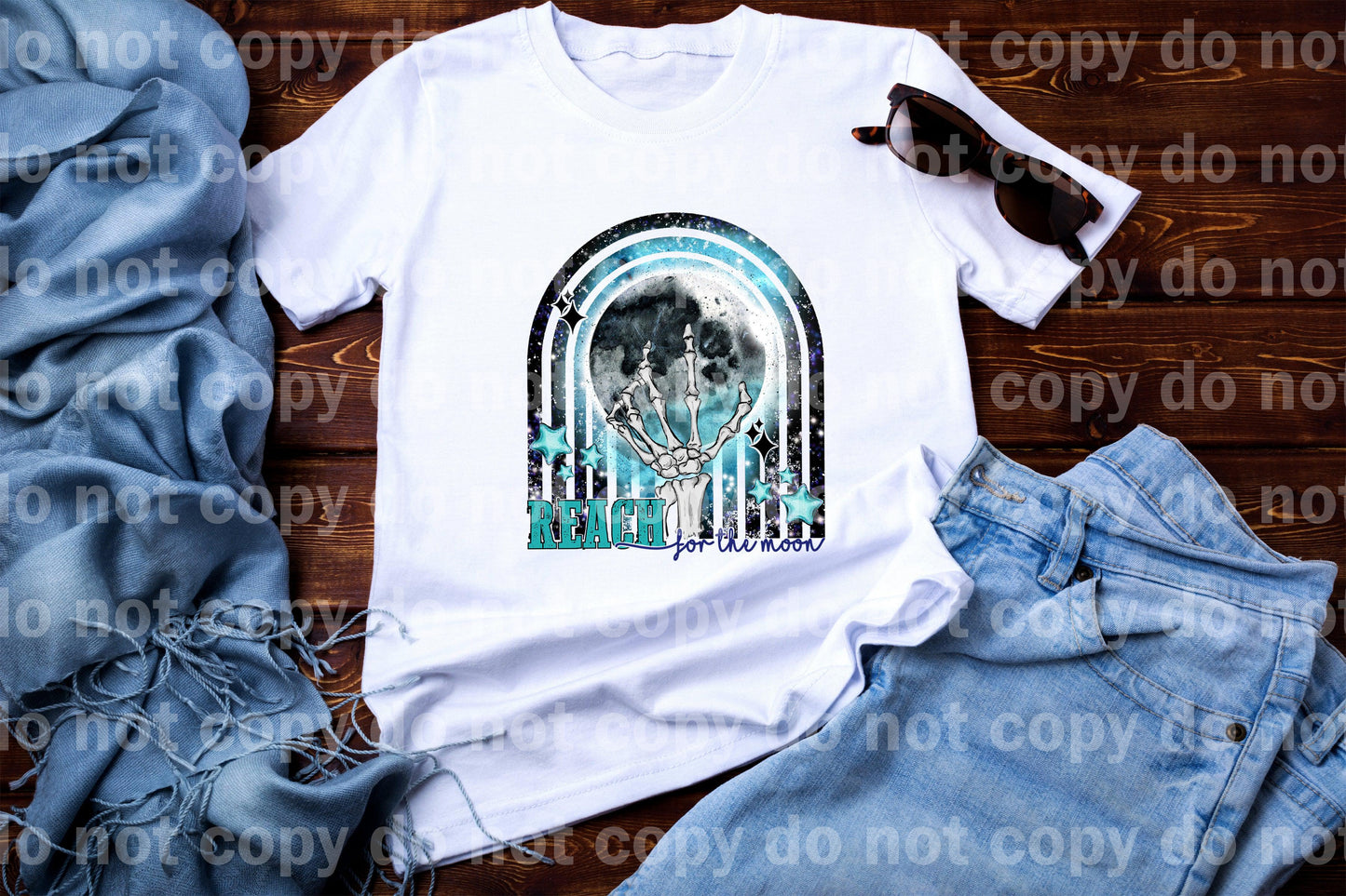 Reach for the Moon Skeleton Hand Sublimation print