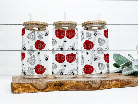 Red Roses And Bees 16oz Cup Wrap