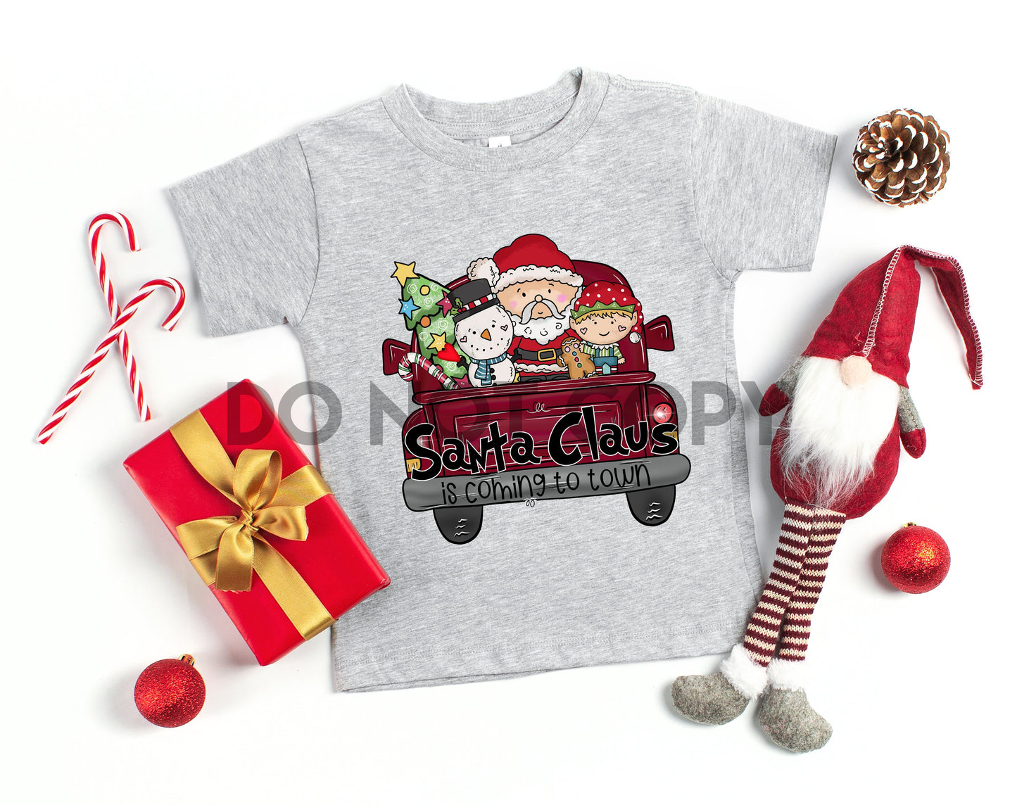 Santa Claus is Coming to Town Christmas Truck Youth and Infant HIGH HEAT Full color Screen Print transfer