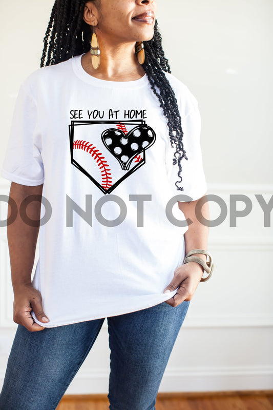 See You At Home Baseball Heart Polka Dots Sublimation Print