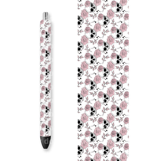 Skellie With Pink Rose Pen Wrap