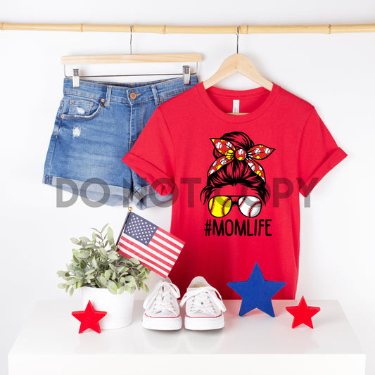 Mom life Softball and baseball messy bun Adult Dream print transfer