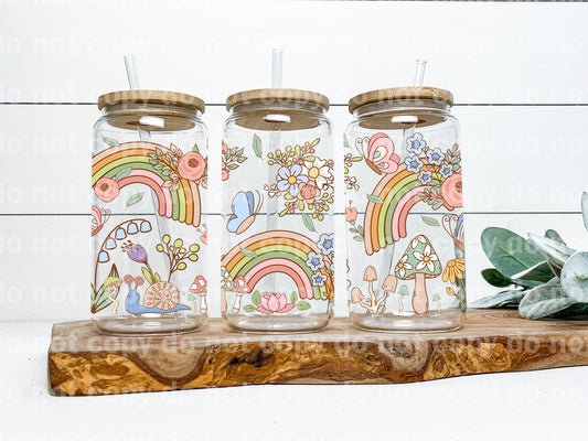 Spring Rainbow And Flowers retro snail peace 16oz Cup Wrap
