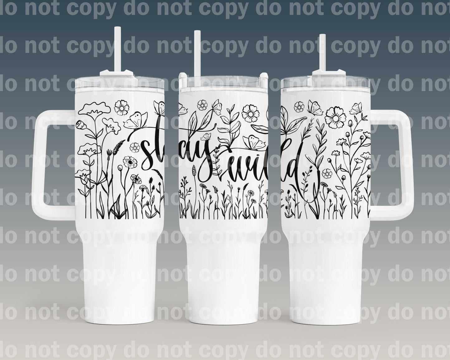 Envoltorio para vaso Stay Wild de 40 oz con estampado de asa a juego