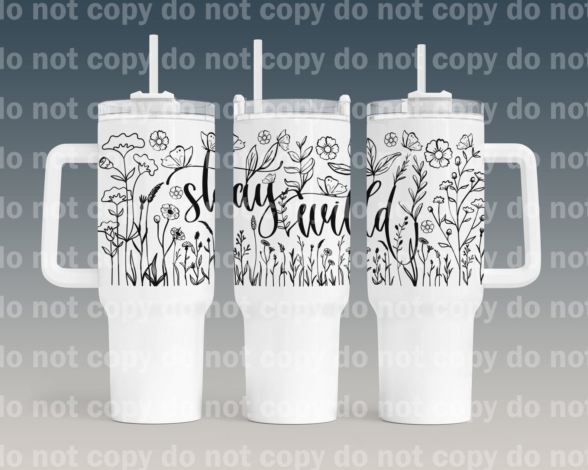 Bright Floral 40 oz Tumbler Sublimation Transfer