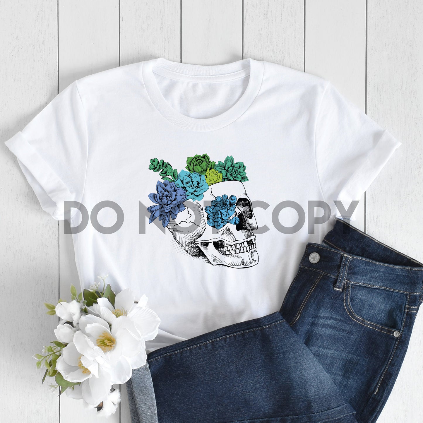 Succulent Skull Side View Sublimation Print