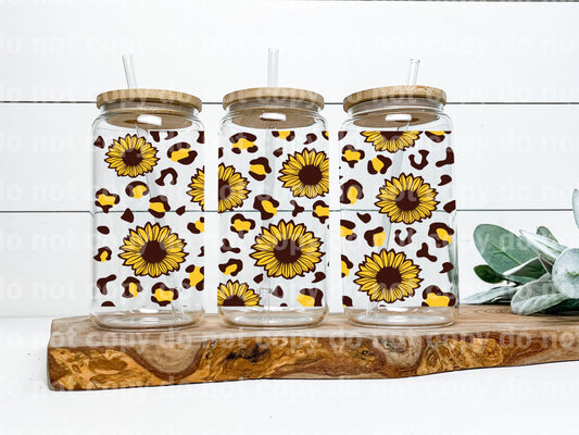 Sunflower Leopard Print 16oz Cup Wrap