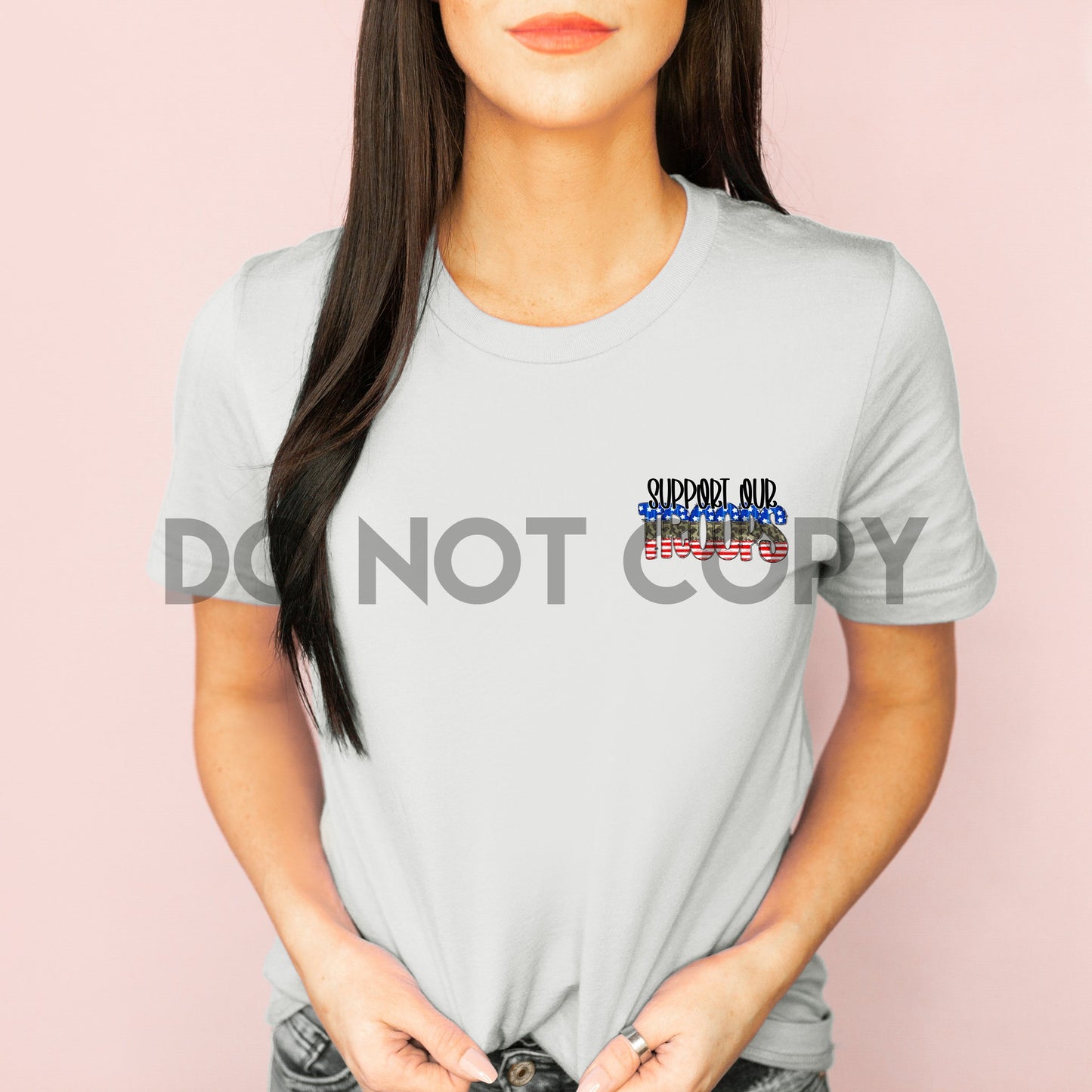 Support our Troops Pocket Size HIGH HEAT Full color Screen Print transfer