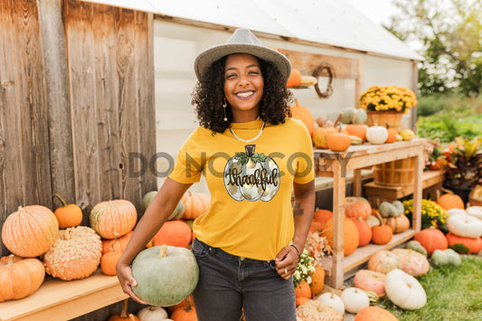 Transferencia de impresión de sueño de calabaza dorada agradecida