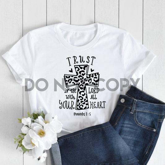 Trust in the lord leopard print cross Typography sublimation print