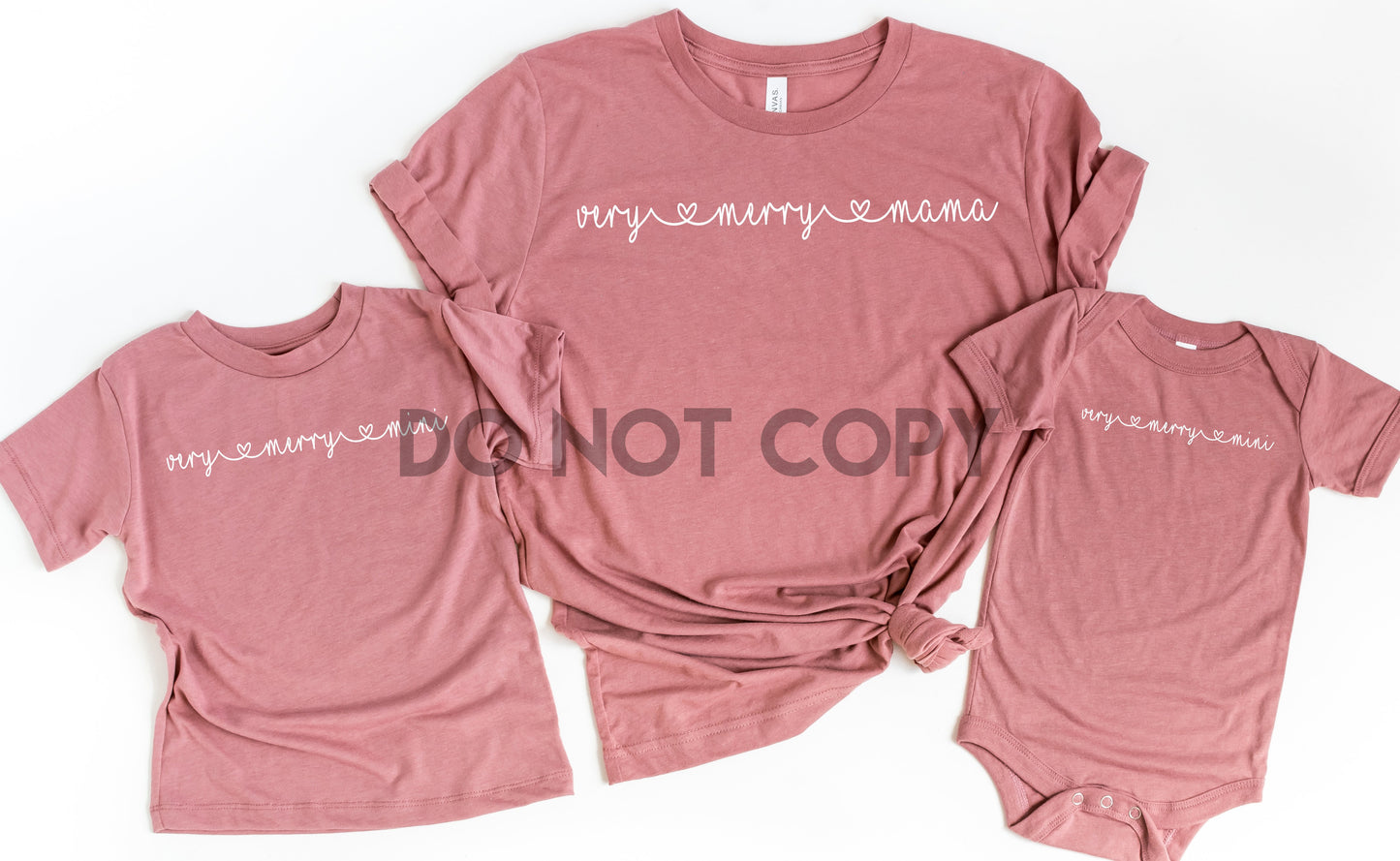 Very merry mama Very merry mini mommy and me set infant youth adult HIGH HEAT Full color Screen Print transfer