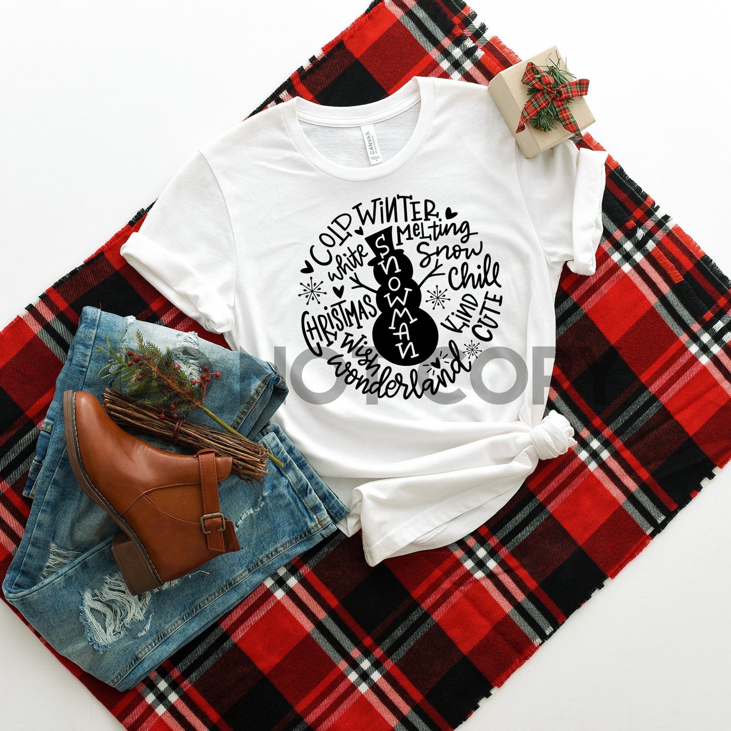 Snowman Winter Typography sublimation print