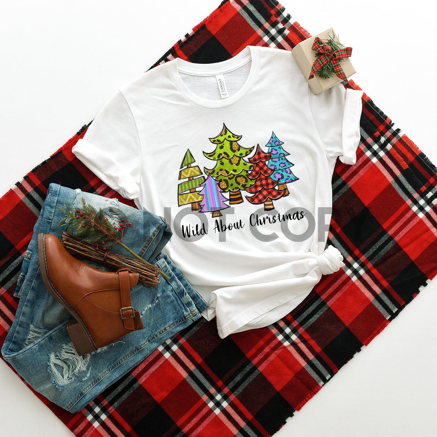 Wild About Christmas Trees Sublimation print