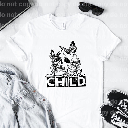 Wild Child Skull Butterfly Black Sublimation Print