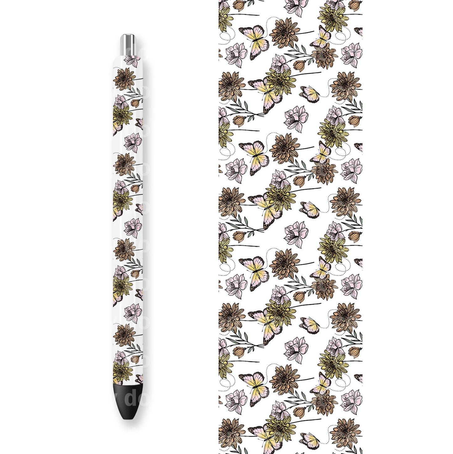 Wildflowers And Butterflies 16oz Cup Wrap and Pen Wrap