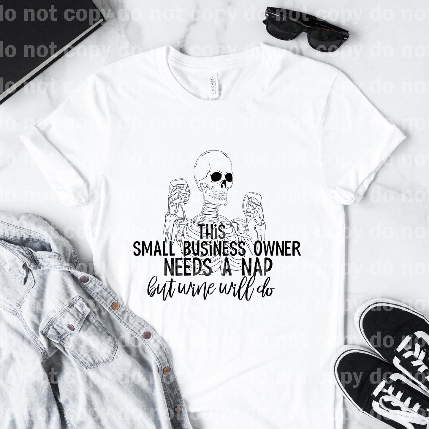 This Small Business Owner Needs A Nap But Wine Will Do Black Sublimation print