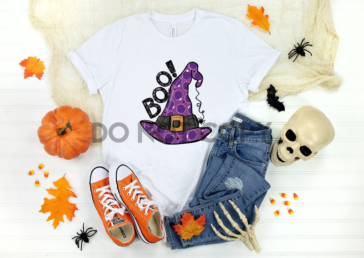 Boo witches hat purple Sublimation print