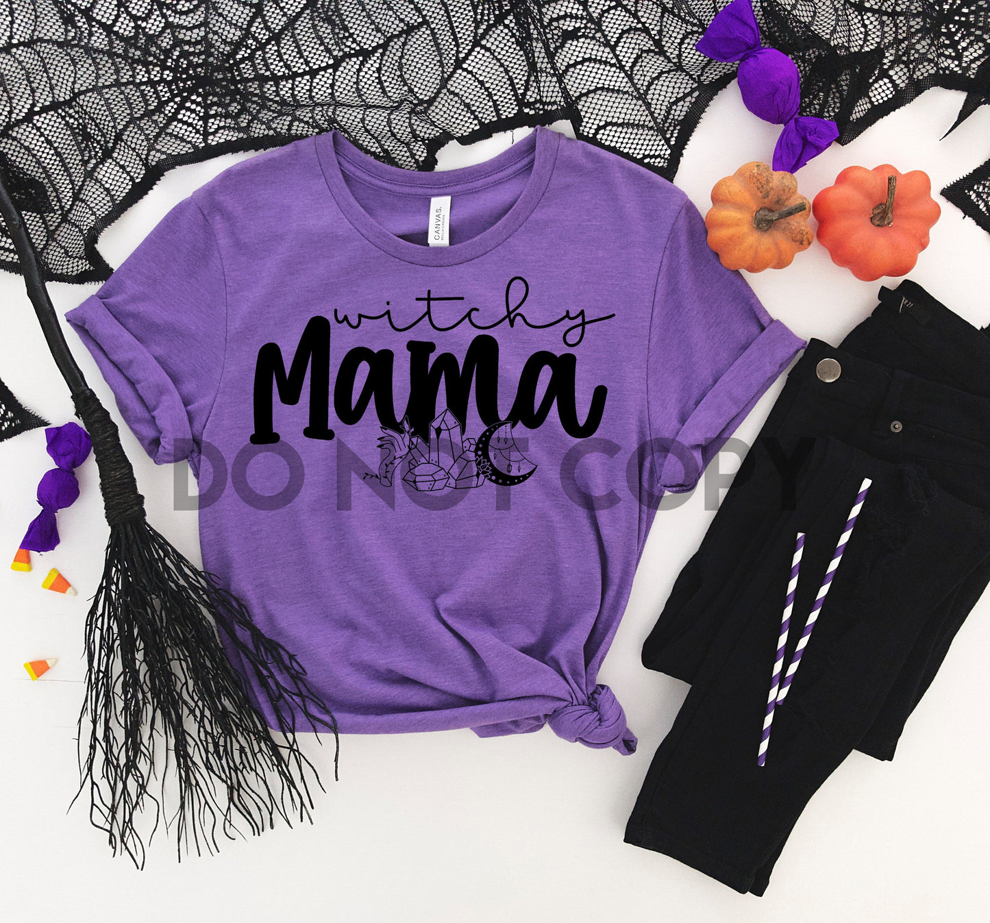 Witchy Mama one color Screen print transfer