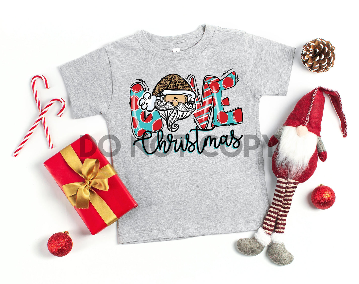 Love Christmas Santa HIGH HEAT Full color Screen Print transfer